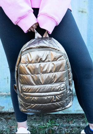 Gold Glam Puffy Backpack