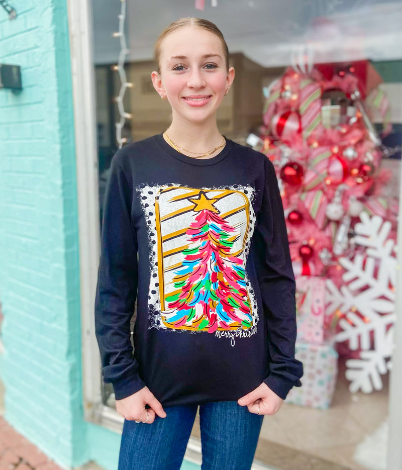 Callie Ann Paintbrush Christmas Tree Long Sleeve Tee