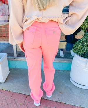 Rosie - Pink High Waist Cargo Pocket Judy Blue Jeans