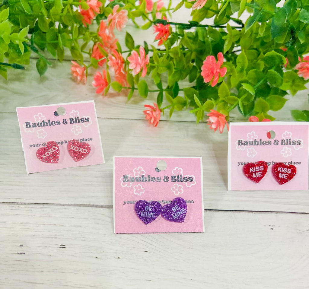 Conversation Heart Stud Earrings