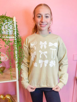 White Bows Cream Sweatshirt