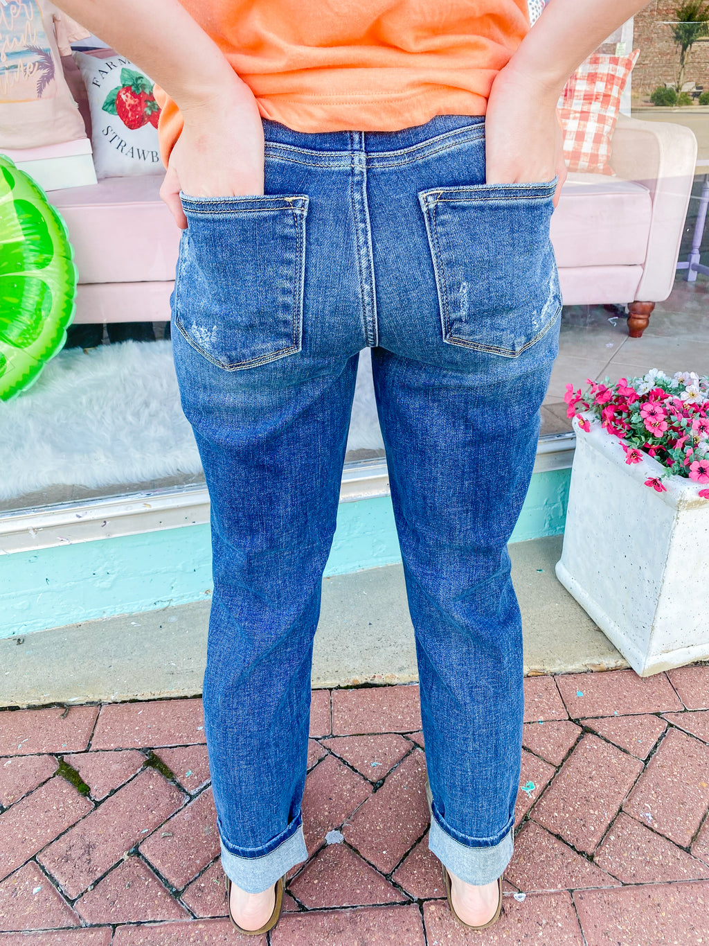 Bailey - Mid Rise Boyfriend Cuffed Distressed Judy Blue Jeans