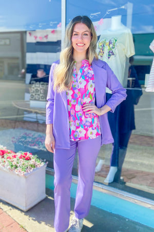 Like A Boss Lavender 3/4 Sleeve Blazer