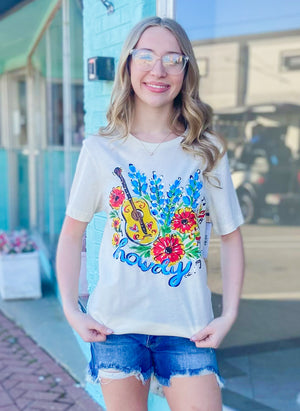 Callie Ann Howdy Bluebonnet Bella Canvas Tee