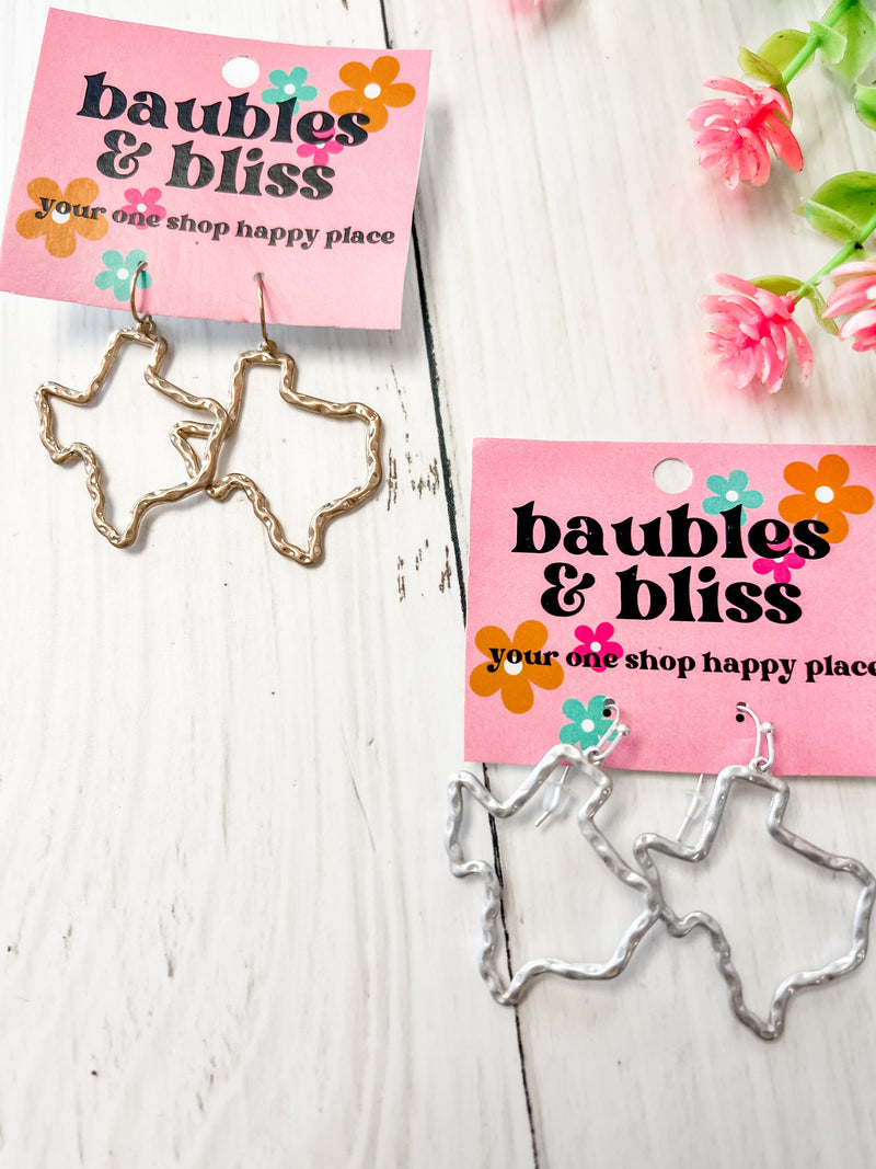 Texas Pride Hammered Metal Earrings