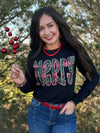 Merry in Red & Green Plaid Tee