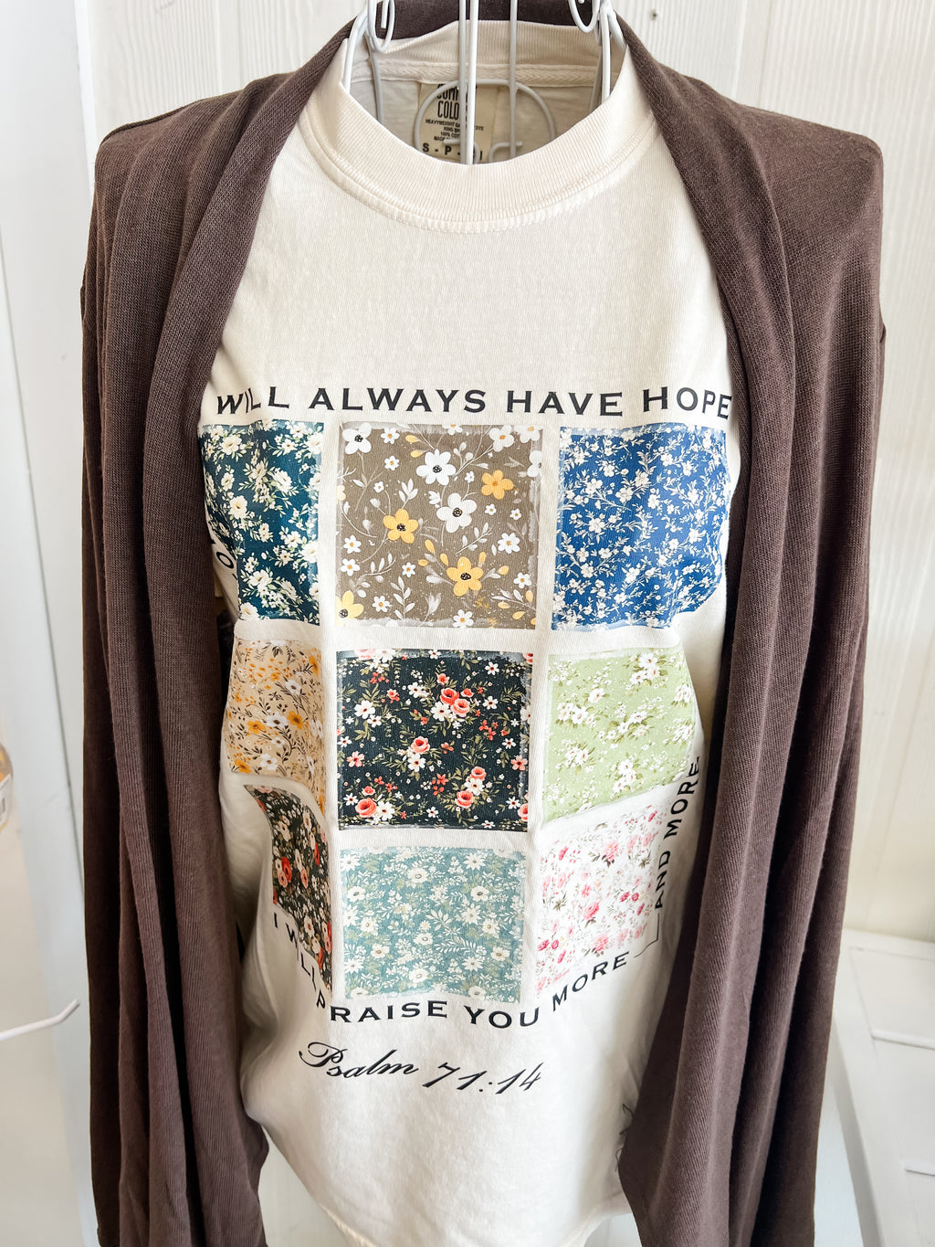 Floral Patchwork Psalm 71:14 Comfort Colors Tee