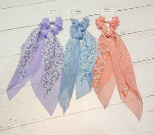 Pastel Floral Mix Scarf Scrunchie