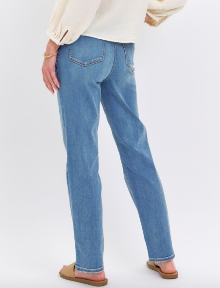 Carly - Medium Wash HW Straight Fit Judy Blue Jeans