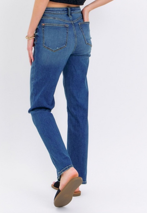 Amanda - Dark Wash HW Straight Fit Judy Blue Jeans