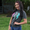 FestiviTees Women - Apparel - Shirts - T-Shirts Triple Lightning Bolt Turquoise Border Tee Soft Graphic Tee