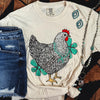 FestiviTees Women - Apparel - Shirts - T-Shirts Turquoise Chicken with Flowers Soft Graphic Tee
