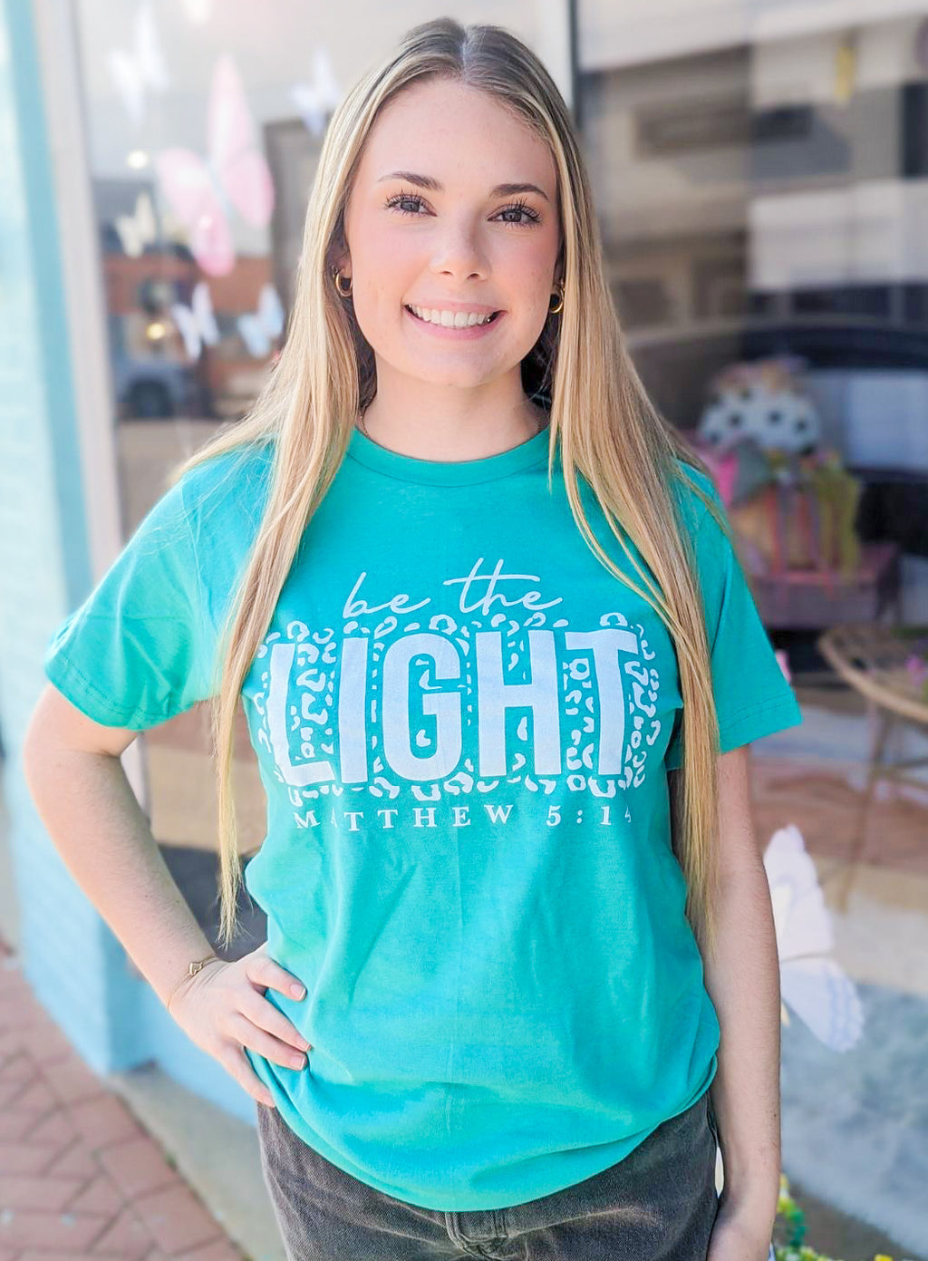 Be The Light Mint Leopard Accent Tee
