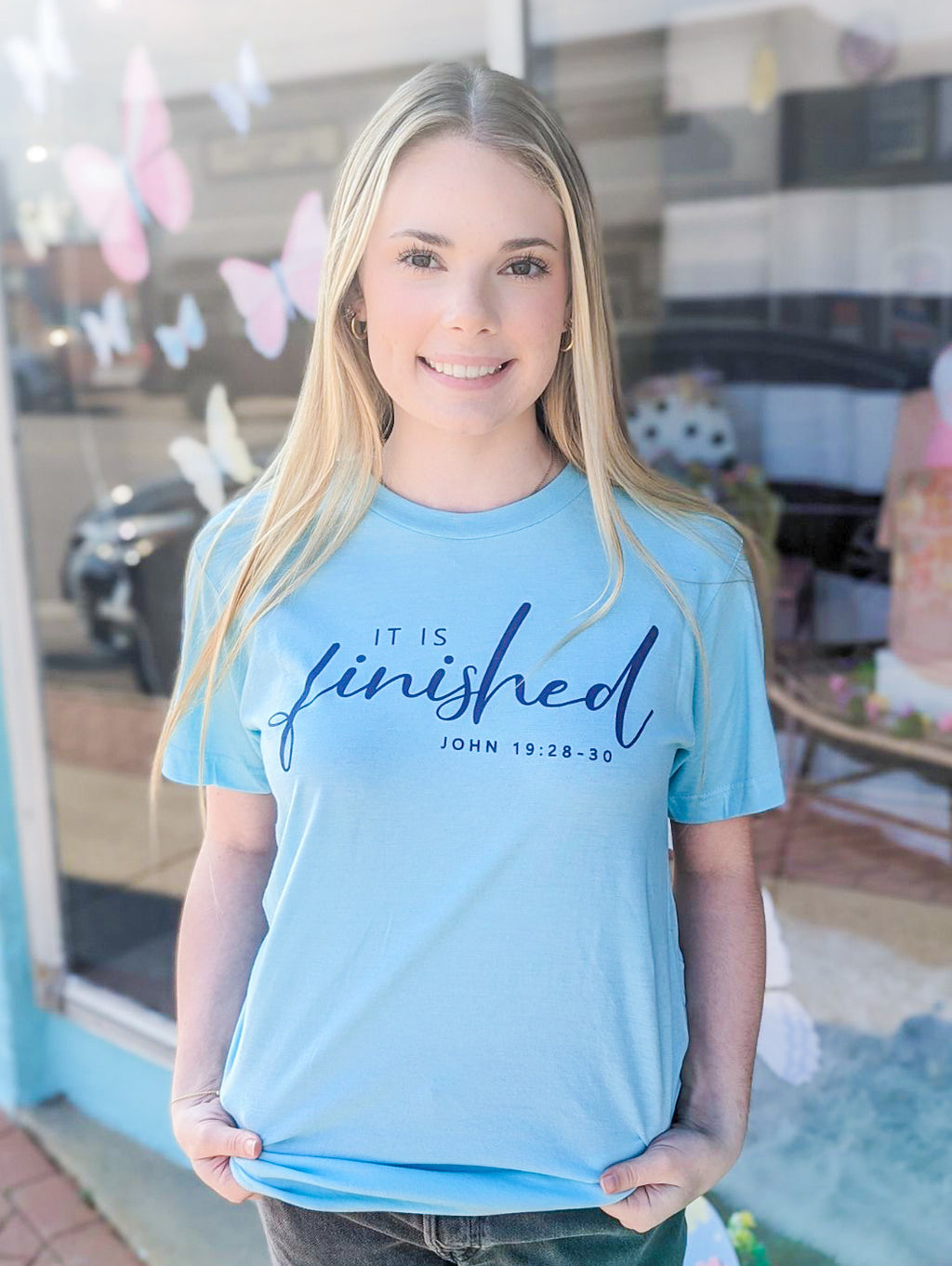 It Is Finished Sky Blue Tee