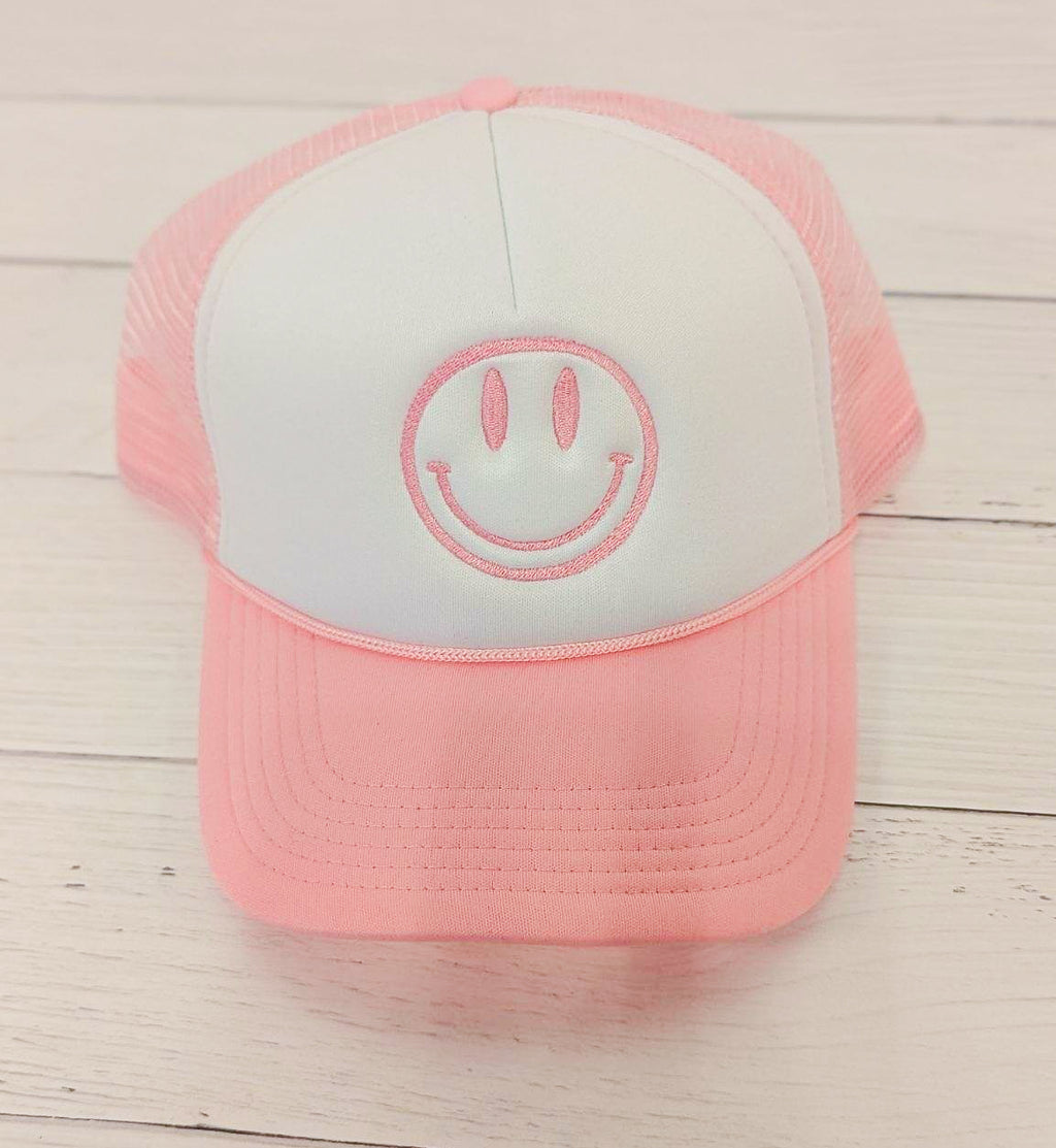Pink & White Smiley Trucker Hat