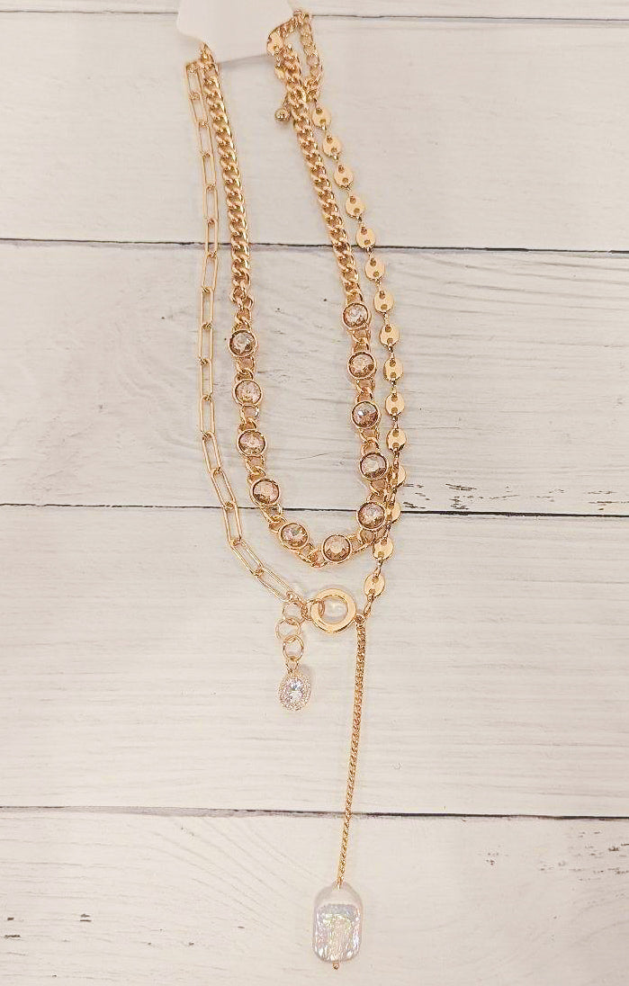 Goes With Everything Pearl & Bling Layered Necklace