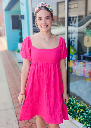 Craving Summer Pink Gauze Dress