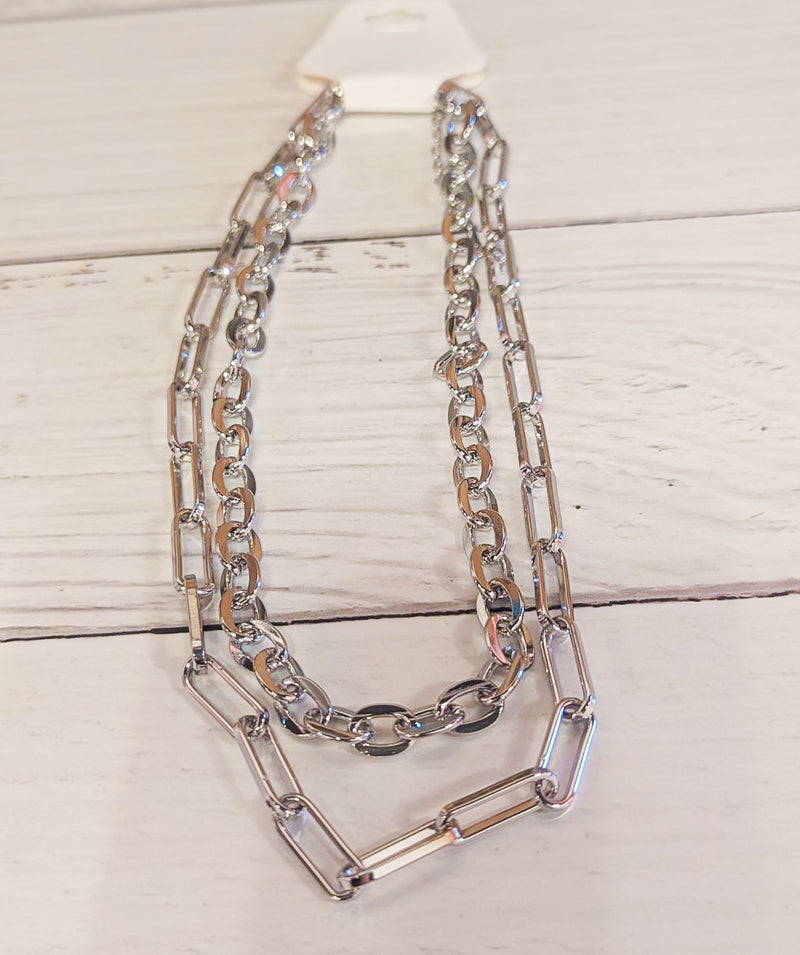Run This Show Silver Layered Chain Necklace