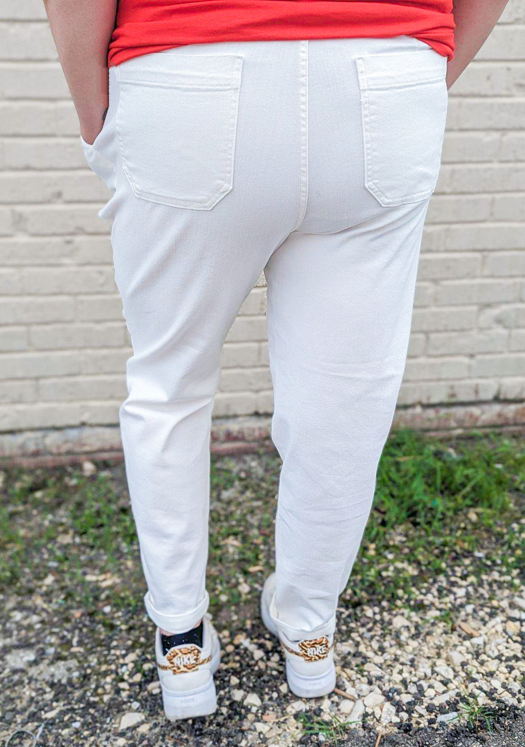 Jodie - White HW Garment Dyed Cuffed Judy Blue Joggers