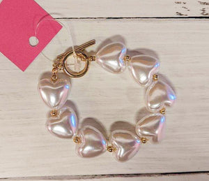 Pearl Heart Toggle Bracelet