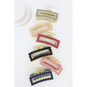 Glam Matte Beaded Rectangle Hair Claw Clip