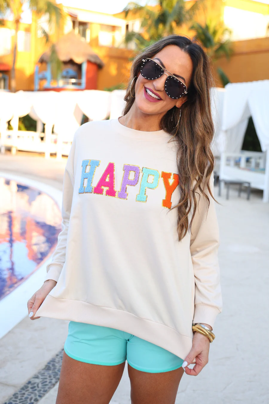 Happy Patch Jess Lea Taupe Light Weight Pullover