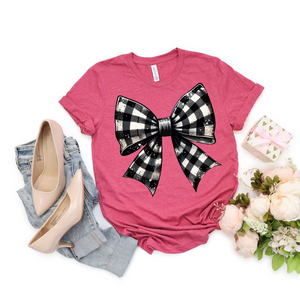 PREORDER Black Checkered Bow Tee