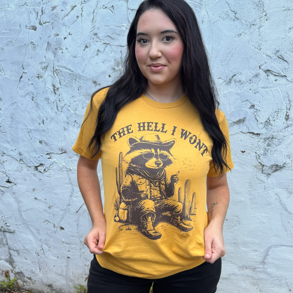 The Hell I Won't Raccoon Graphic Tee