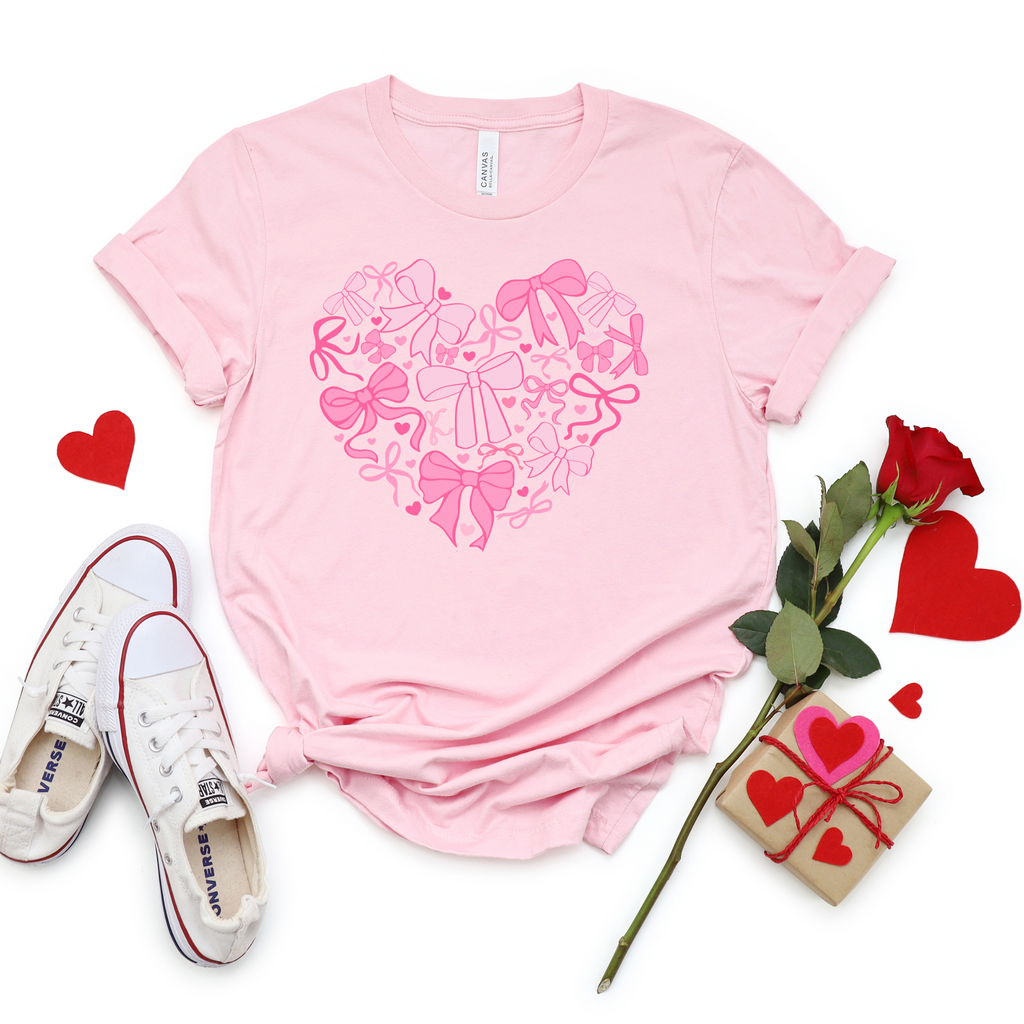 PREORDER Pink Bow Heart Tee or Sweatshirt