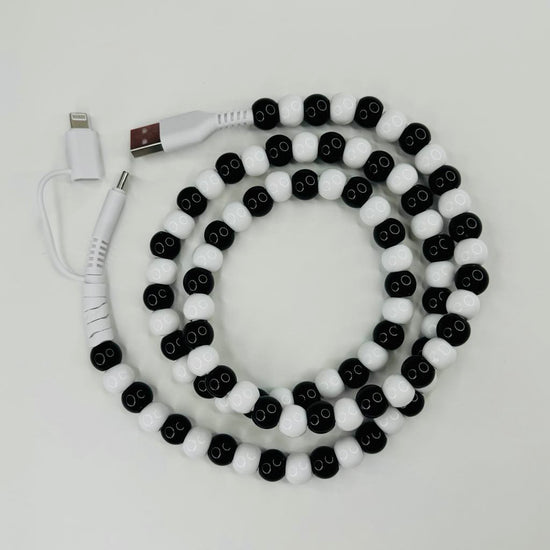 Black & White Beaded Phone Charger