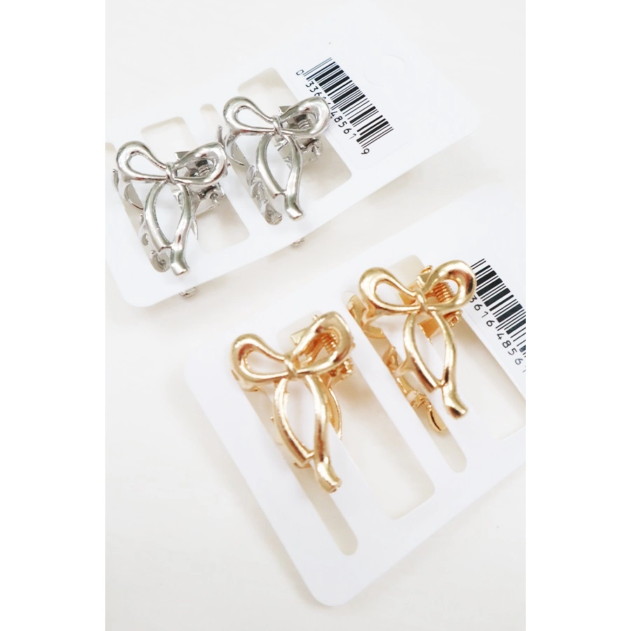 Mini Metal Bow Hair Claw Clip Set of 2