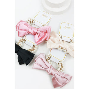 Bow Accent Pearl Hair Tie