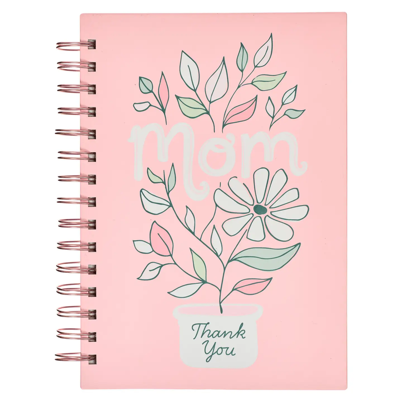 Thank You Mom Pink and White Daisy Wirebound Journal