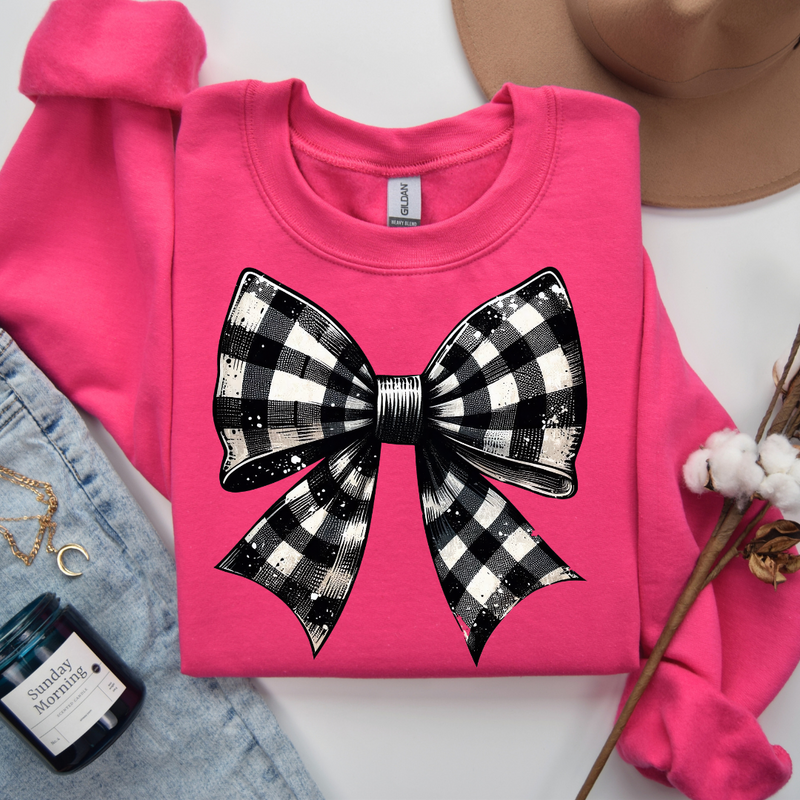 PREORDER Black Checkered Bow Sweatshirt