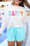 Happy Patch Jess Lea Taupe Light Weight Pullover