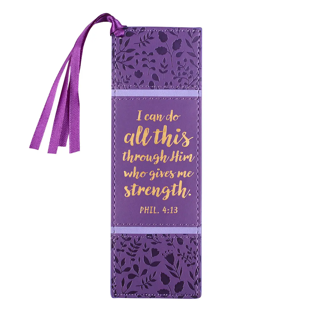 I Can Do All This Purple Faux Leather Bookmark