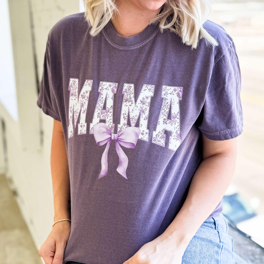 PREORDER Purple Mama Bow Comfort Colors Tee