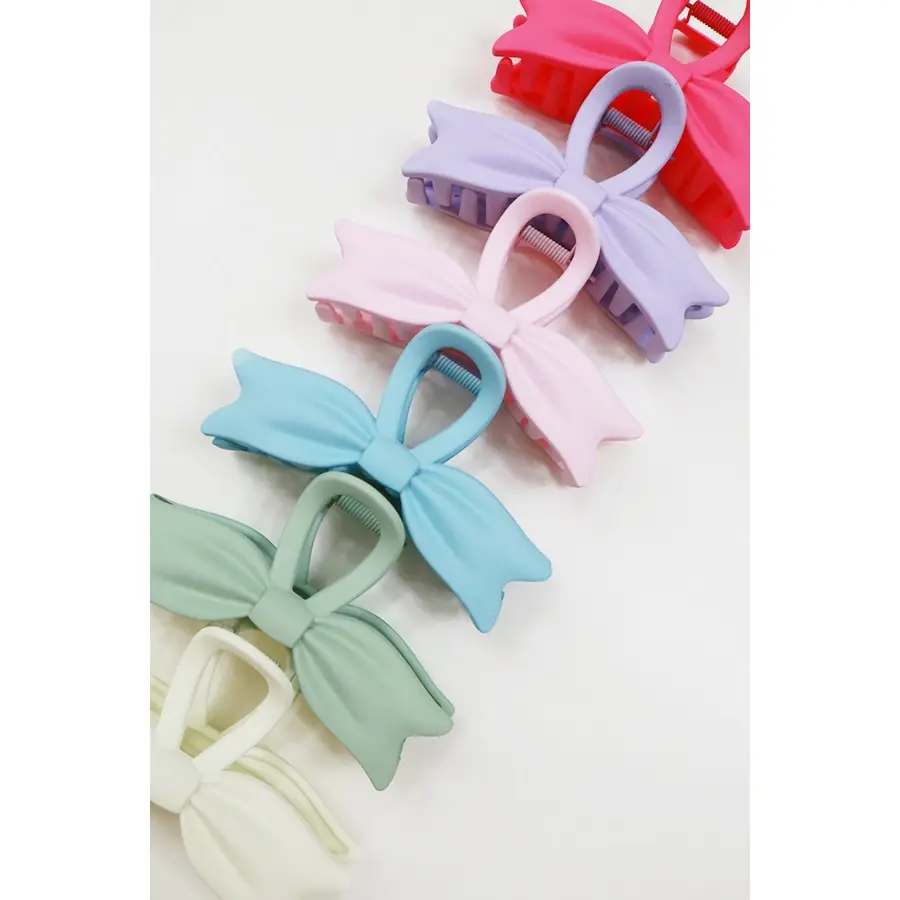 Pastel Matte Ribbon Bow Hair Claw Clip