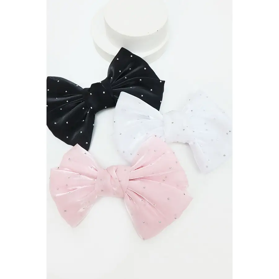 Studded Shiny Bow Hair Clip