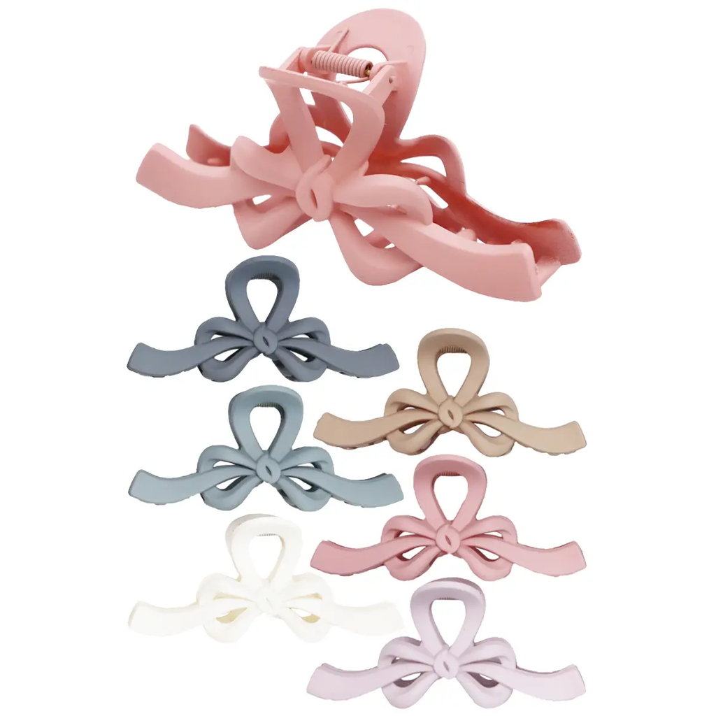 Matte Ribbon Bow Hair Claw Clip