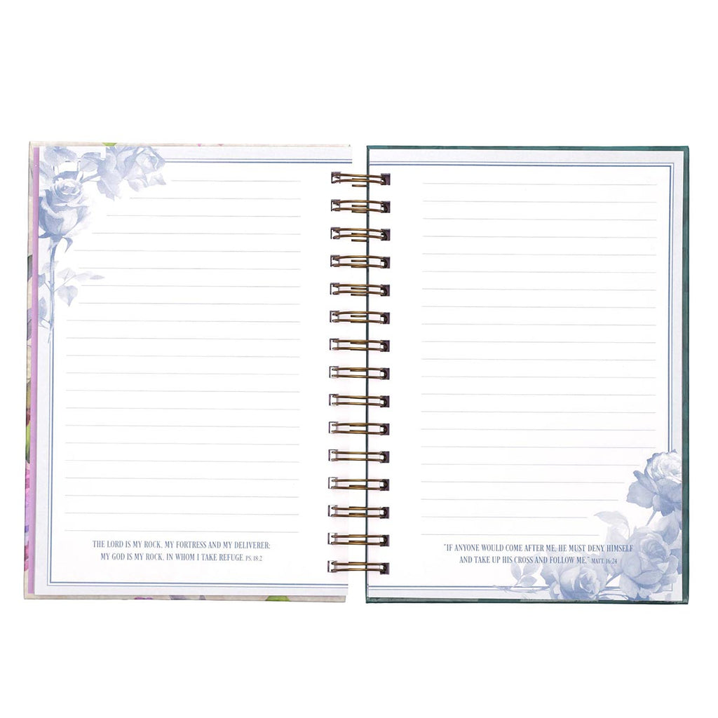 Be Still and Know Large Wirebound Journal in Purple Floral