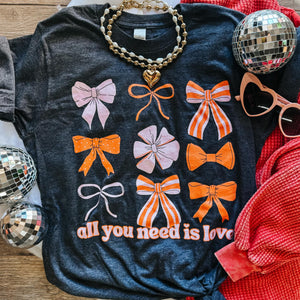 All You Need Is Love Coral Bows Tee