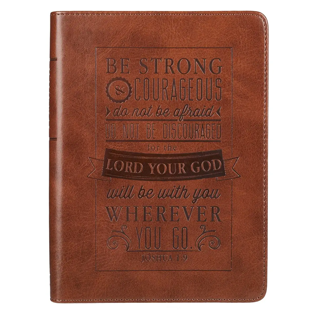 Strong & Courageous Brown Faux Leather Journal