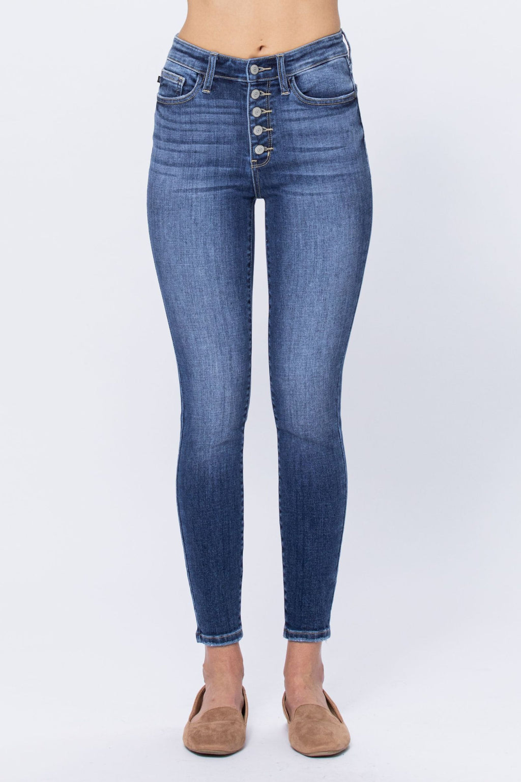 Jamie - Hi Rise Button Fly Skinny Judy Blue Jeans