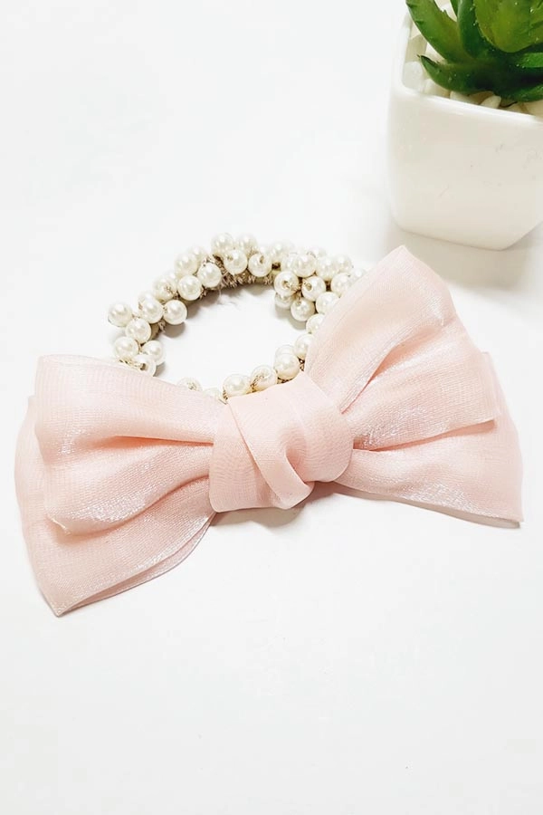 Velvet Bow Pearl Hair Tie