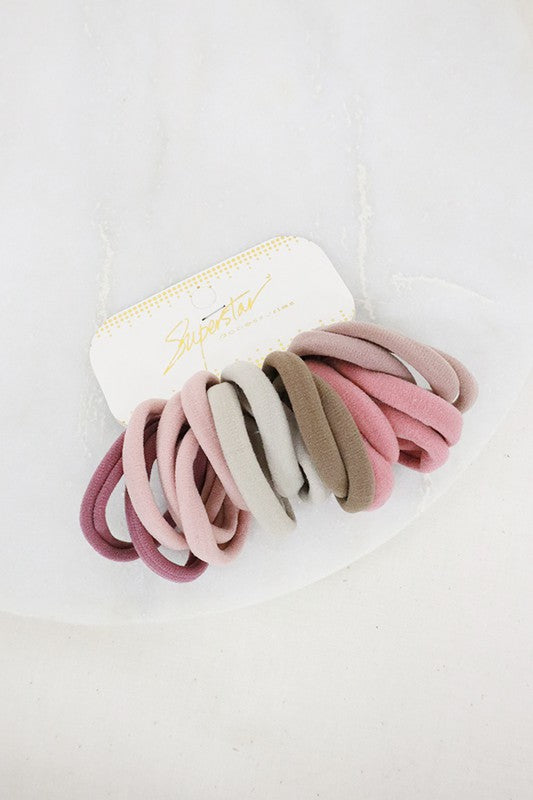 Mauve Tones Rolled Hair Tie Set of 16