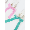 Long Velvet Bow Pearl Accent Hair Tie