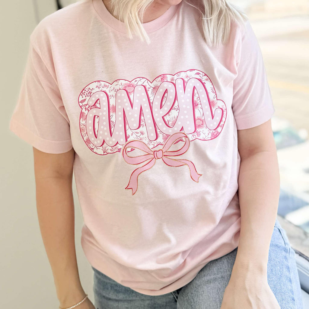 PREORDER Amen Pink Bow Tee