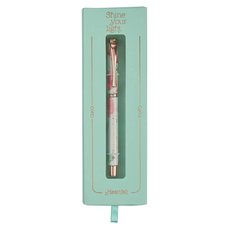 Shine Your Light Coral Poppies Gift Pen