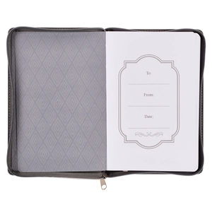 Soar on Wings Gray Faux Leather Zipped Journal